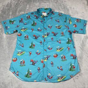 RSVLTS Shirt Mens 2XL Green American Bald Eagle Dad Freedom Patriotic Button Up